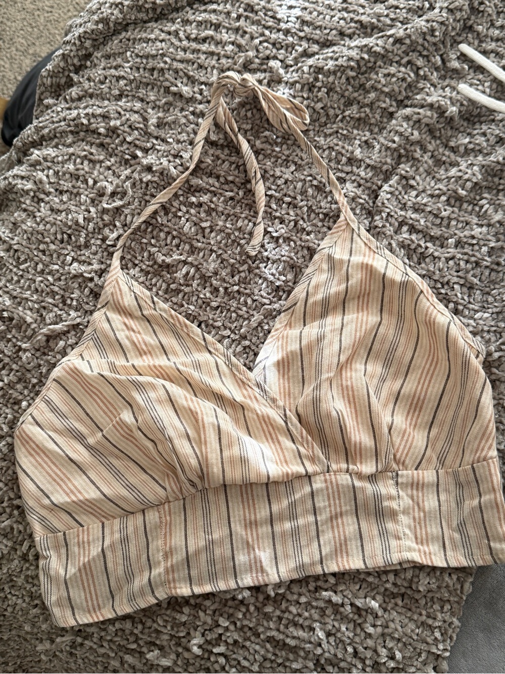 Le Lis Beige Striped Halter Camisole